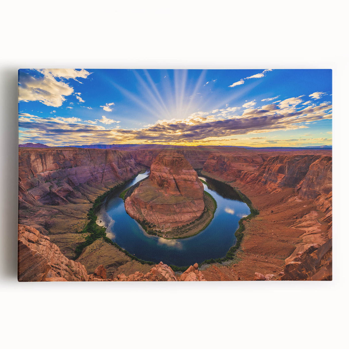 Black and white photo of Horseshoe Bend, Arizona on stretched canvas, suited for kitchen wall art.