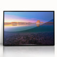 Large abstract wall art of Lake Powell in muted earth tones, framed in black acrylic, suitable for modern art wall decor.