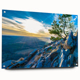 Acrylic print of a large abstract depiction of the Arkansas landscape in earthy tones.