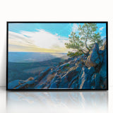 Large abstract wall art depicting an Arkansas landscape in muted earth tones on a framed acrylic.