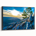 Black and white framed canvas of Arkansas landscape in a vintage poster style, suitable for bedroom wall art.