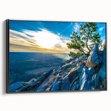 Black and white framed canvas of Arkansas landscape in a vintage poster style, suitable for bedroom wall art.