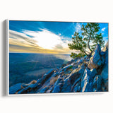 Vintage poster art of Arkansas scenery on extra large framed canvas, featuring colorful artwork against a black background.