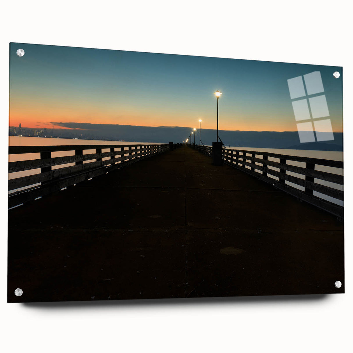 Large abstract wall art depicting a vibrant California landscape on acrylic glass, suitable for bedroom or dining room decor.