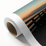 Art deco poster of Berkeley scenery on rolled canvas, featuring soft pastel hues, ideal for nursery wall art.