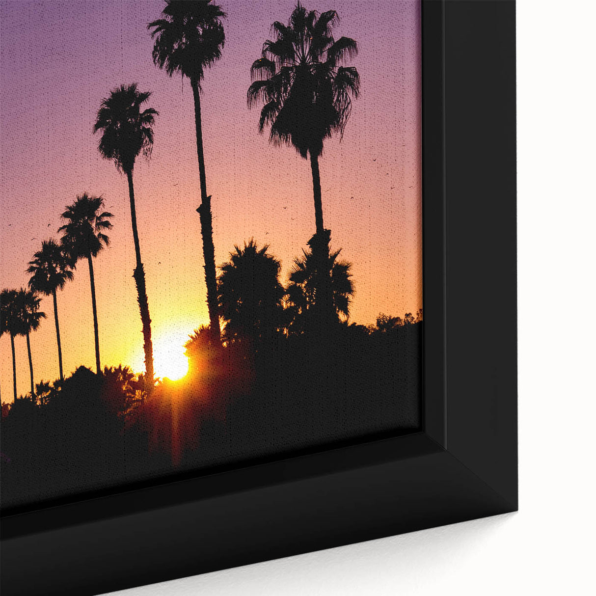 Extra large black wall art featuring a textured Beverly Hills scenery in colorful art style on framed canvas.