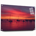 Large abstract wall art of Catalina, California in muted blue and green tones on acrylic glass.