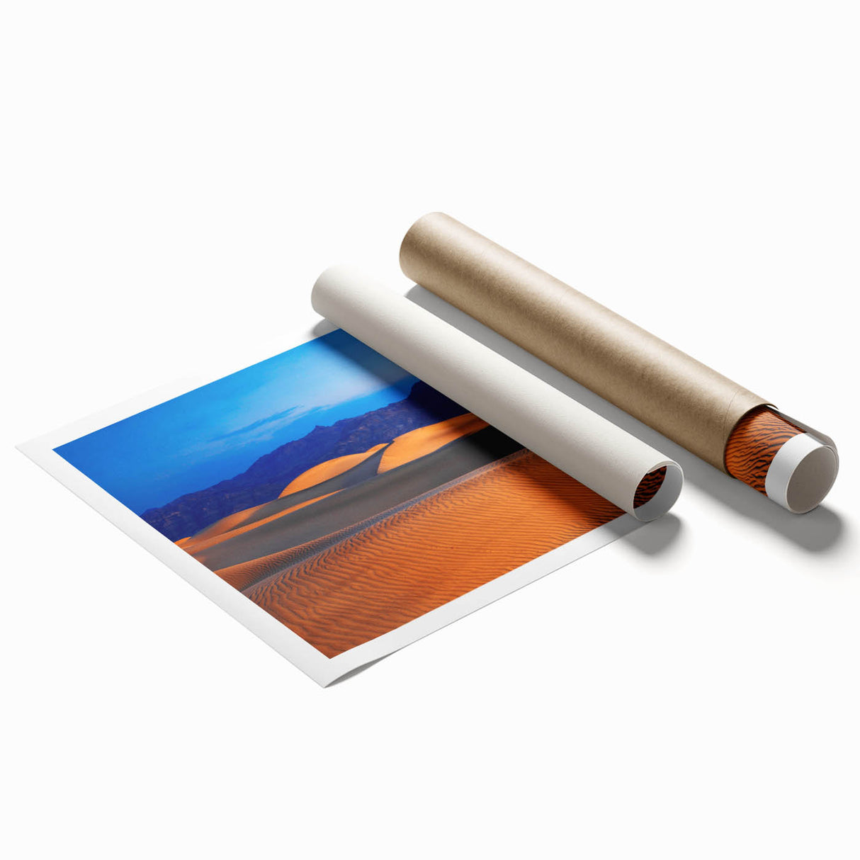 Extra large rolled print of Death Valley scenery in muted earth tones, suitable as classy bathroom wall art.
