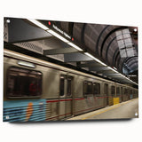 Acrylic print of a Hollywood, California scenery in muted earth tones, ideal for dining room decor.
