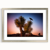 Textured art print of Joshua Tree in muted earth tones on a framed canvas, suitable for bedroom decor.