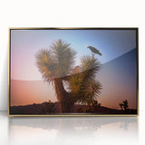 Framed acrylic print of Joshua Tree, featuring mid-century modernist style with muted earth tones.