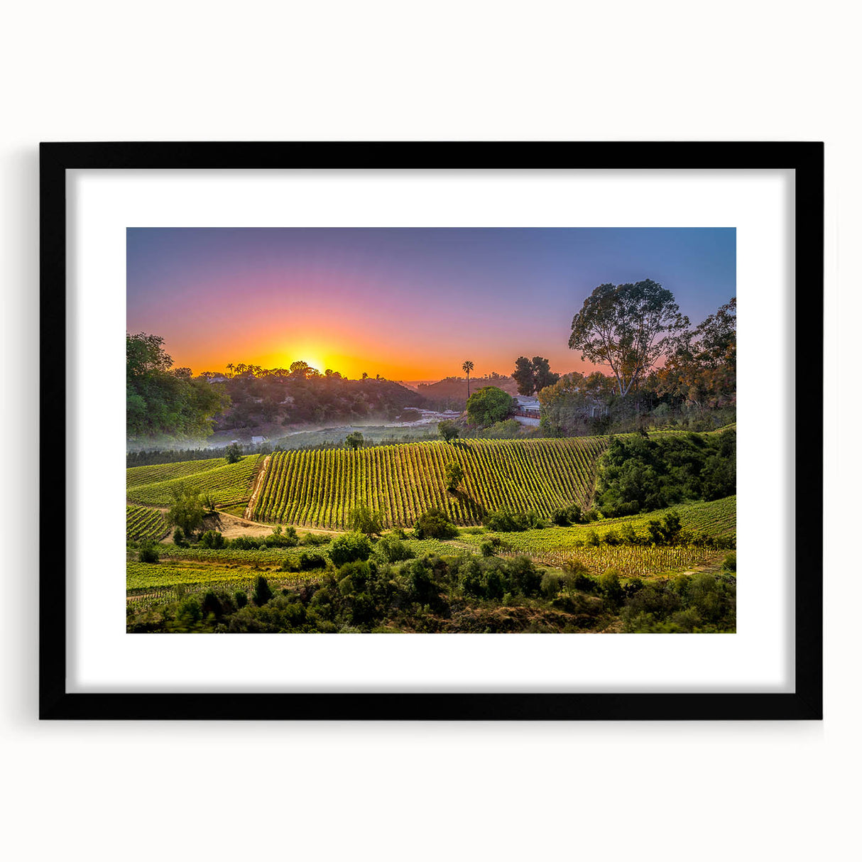 Abstract art print of California's Napa Valley in vibrant colors on a textured, extra-large canvas.