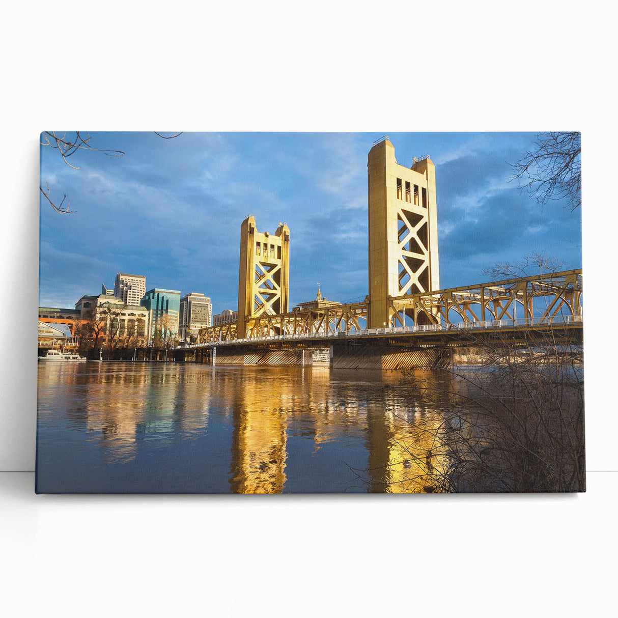 Black and white photo of Sacramento landscape on stretched canvas, ideal for kitchen wall art.