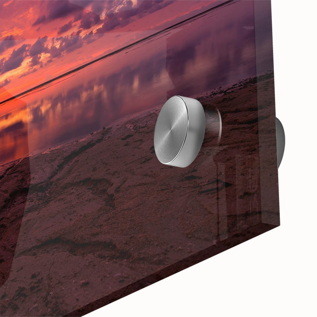 Large abstract wall art depicting Santa Cruz scenery in mid-century modernist style on acrylic glass.