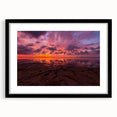 Colorful abstract art print of Santa Cruz scenery in a black frame, ideal for living room decor.