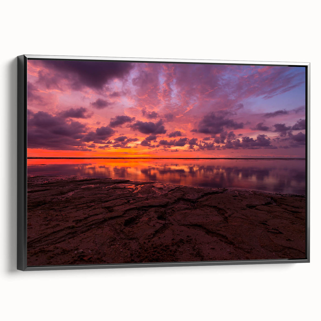 Black and white framed canvas featuring a vintage Santa Cruz landscape, ideal for bedroom wall art.