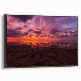Black and white framed canvas featuring a vintage Santa Cruz landscape, ideal for bedroom wall art.