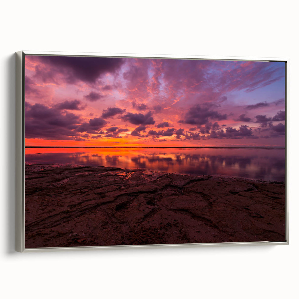Framed canvas landscape art painting of Santa Cruz with colorful palette, ideal for living room decor.