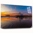 Acrylic print of Santa Monica scenery in muted blue and gray tones, suitable for bedroom or dining room decor.