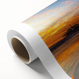 Art Deco style poster of Santa Monica scenery in pastel colors on rolled canvas, ideal for nursery wall art.