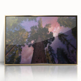Framed acrylic print of a California sequoia landscape in mid-century modernist style, suitable for modern art wall decor.