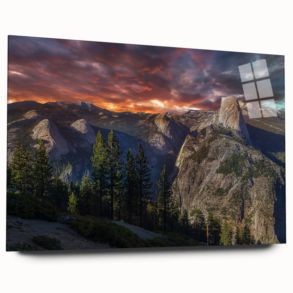 Acrylic print of large abstract Yosemite scenery in muted earth tones, suitable for bedroom or dining room art.
