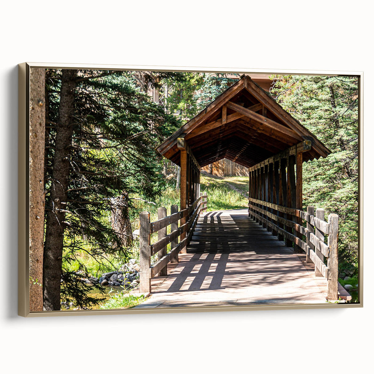 Framed canvas wall art featuring a vintage-style landscape painting of Vail, Colorado, with muted earth tones.