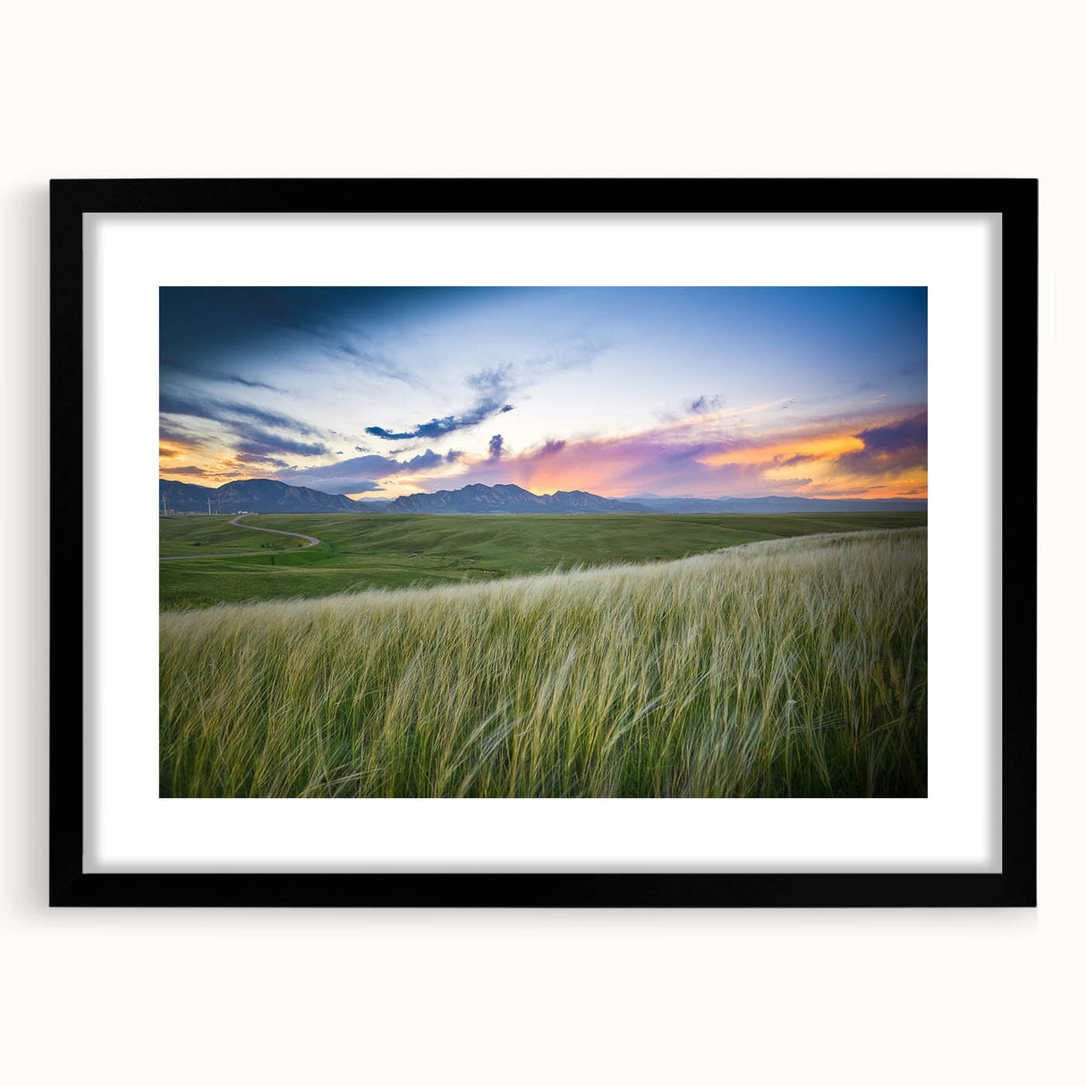Abstract art print depicting vibrant, textured Colorado scenery in extra large format, ideal for living room decor.