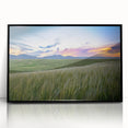 Large abstract wall art depicting a colorful Boulder, Colorado landscape on a black framed acrylic.