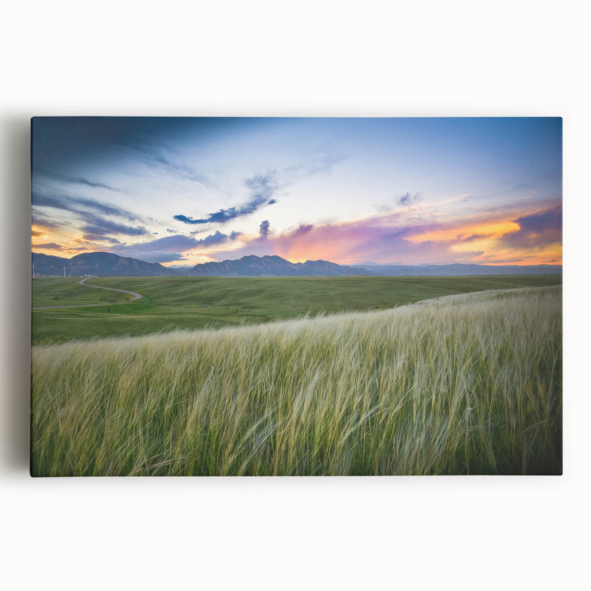 Monochrome photograph of Boulder, Colorado on large stretched canvas, suitable as kitchen wall art.