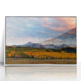 Art Deco-style poster of Telluride, Colorado, in muted blue tones on framed acrylic, ideal for modern nursery wall art.