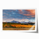 Extra large rolled print of Telluride, Colorado scenery with autumnal hues, ideal for art wall in dining room.