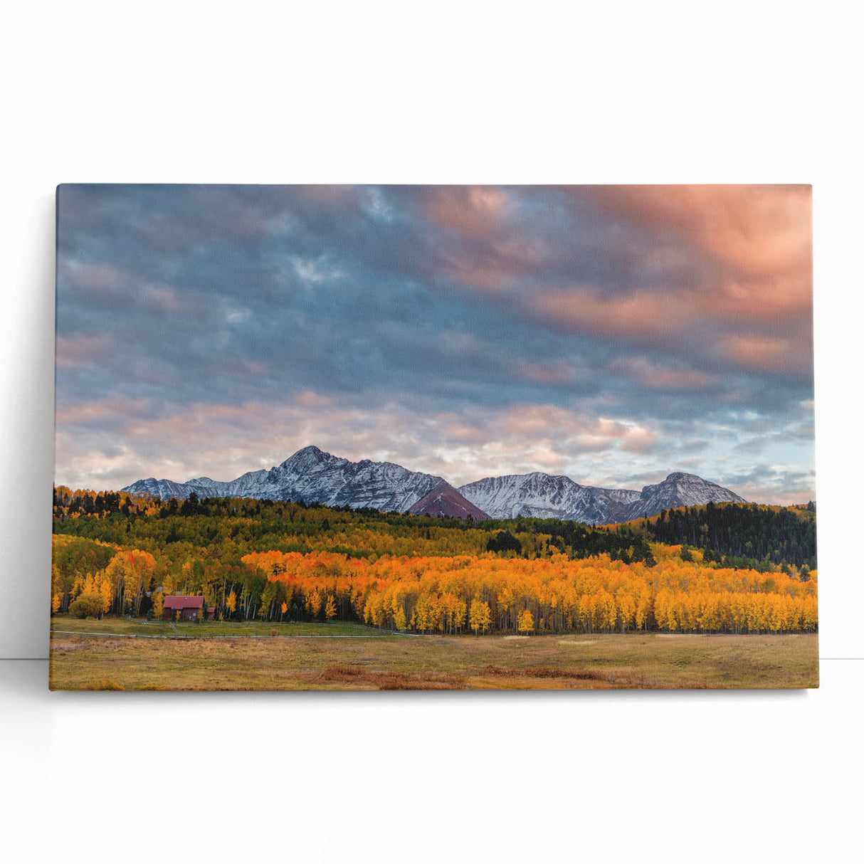 Black and white stretched canvas of Telluride, Colorado scenery, ideal for kitchen wall art.