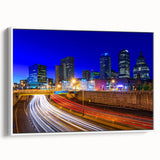 Vintage poster art of Connecticut scenery on extra large framed canvas, featuring colorful art on a black background.