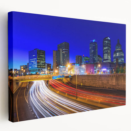 Large stretched canvas depicting a scenic Connecticut landscape in muted greens and blues, ideal for kitchen wall art.