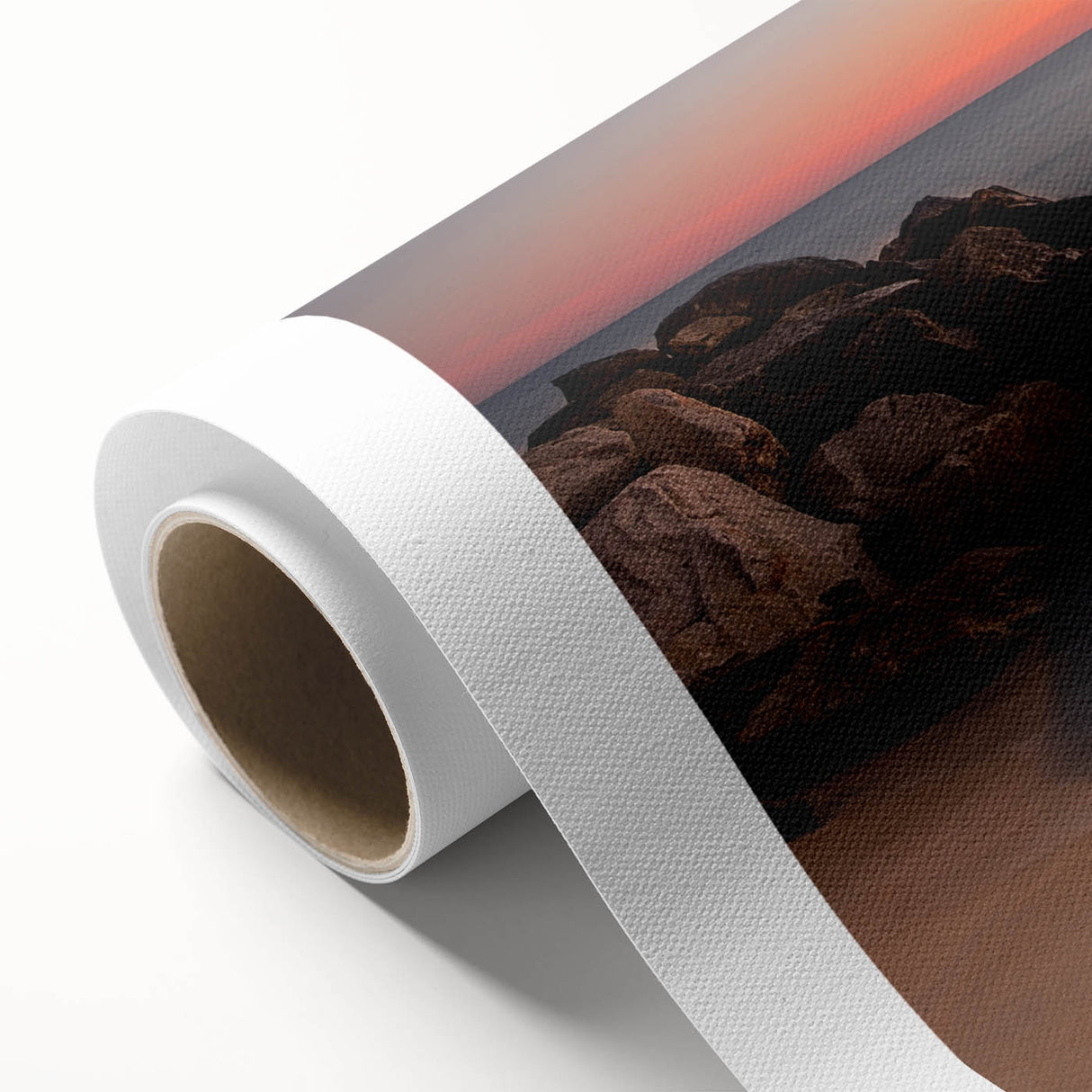 Art Deco style poster of Delaware scenery on rolled canvas, featuring muted earth tones, ideal for nursery wall art.