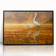 Large abstract wall art depicting the Everglades in muted green and blue tones, framed in black acrylic.