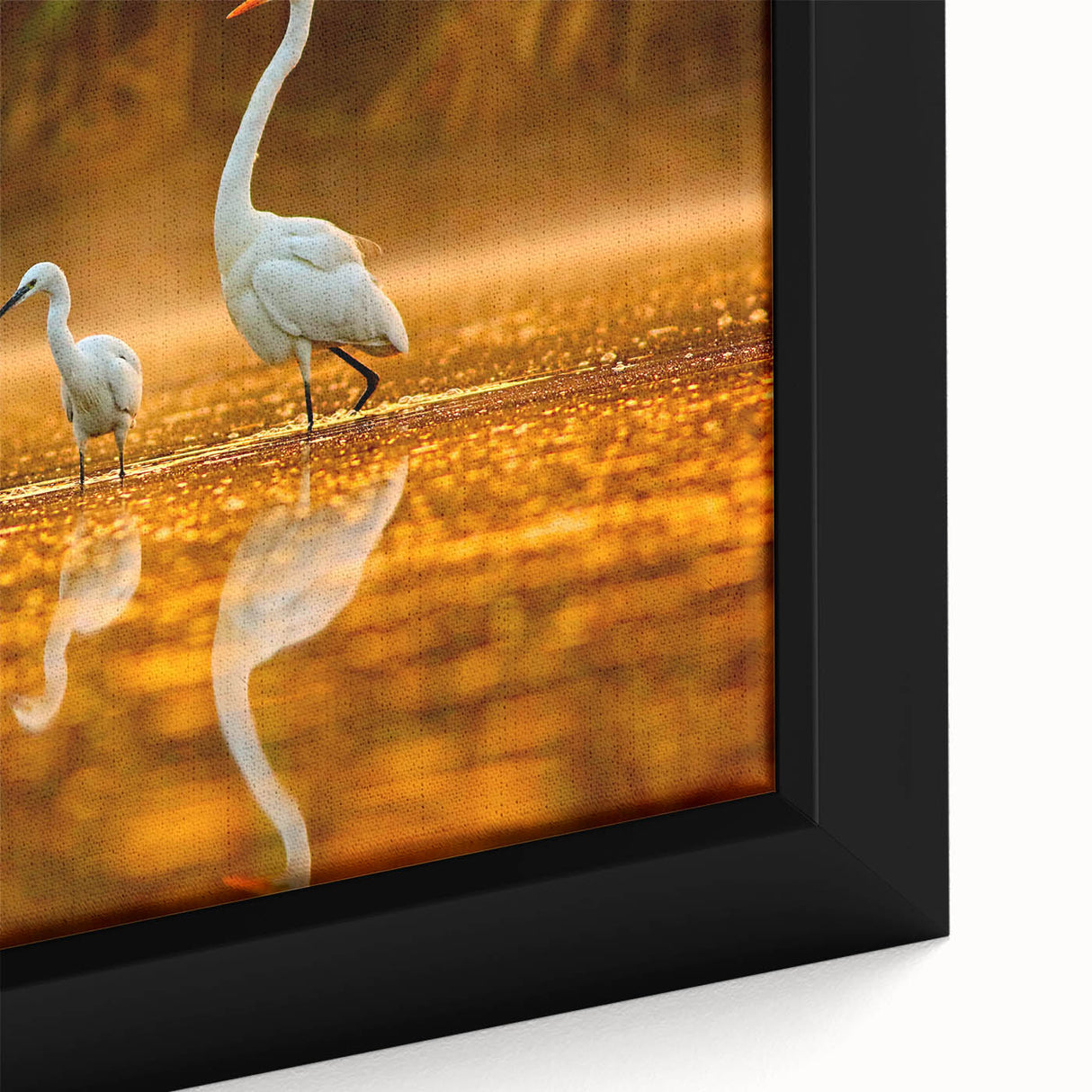 Framed canvas depicting a textured scene of the Everglades with vibrant greens and blues, suitable for living room decor.