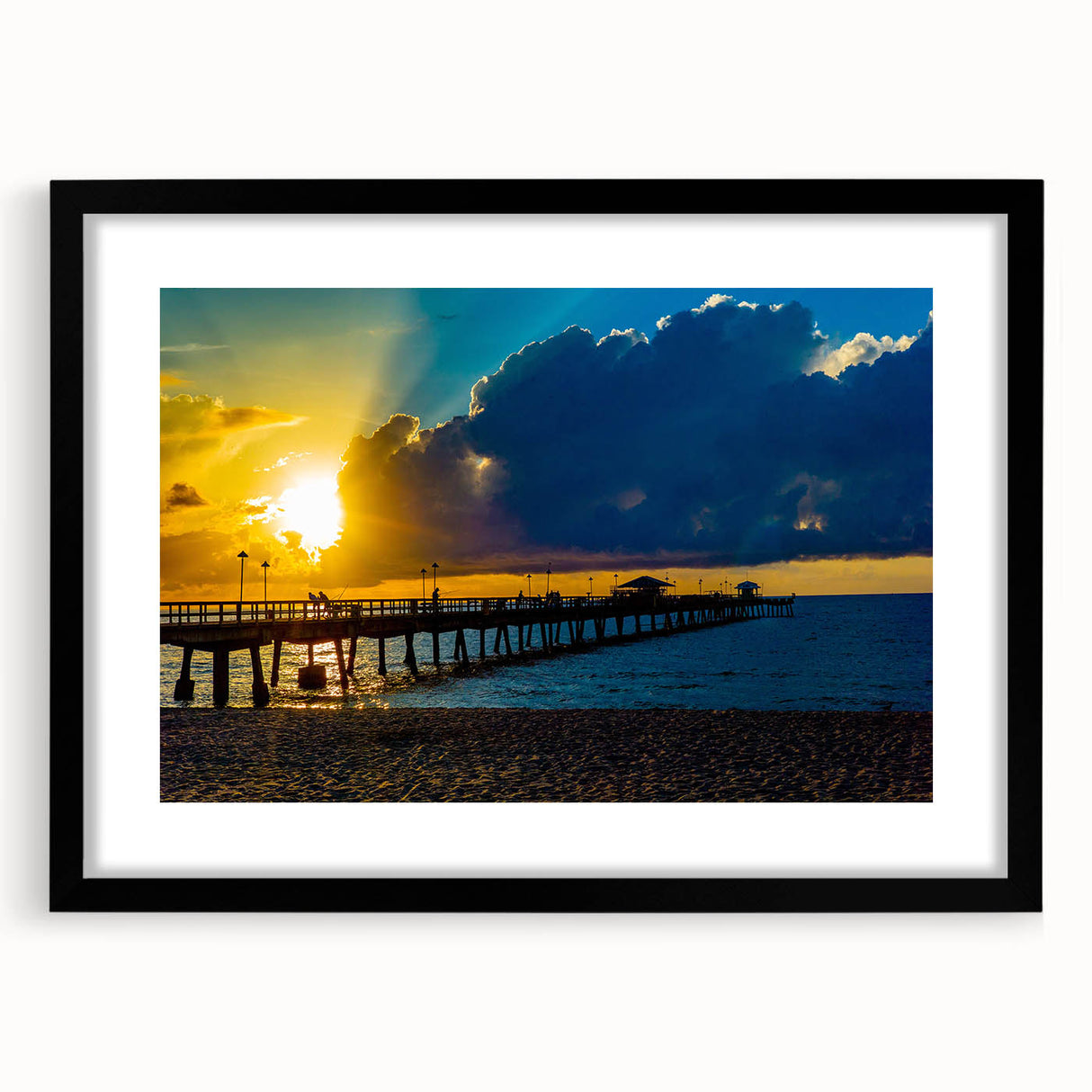 Abstract art print of Fort Lauderdale skyline in vibrant colors on a large framed canvas, ideal for living room decor.