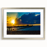 Textured abstract art print of Fort Lauderdale skyline in muted gray and silver frame, suitable for bedroom decor.