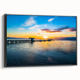 Black and white framed canvas of Florida Keys landscape, ideal for bedroom wall art in a vintage poster style.