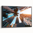 Black and white framed canvas of Miami landscape, ideal for bedroom wall art.