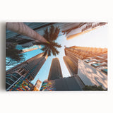 Black and white photograph of Miami skyline on large stretched canvas, suitable as kitchen wall art.