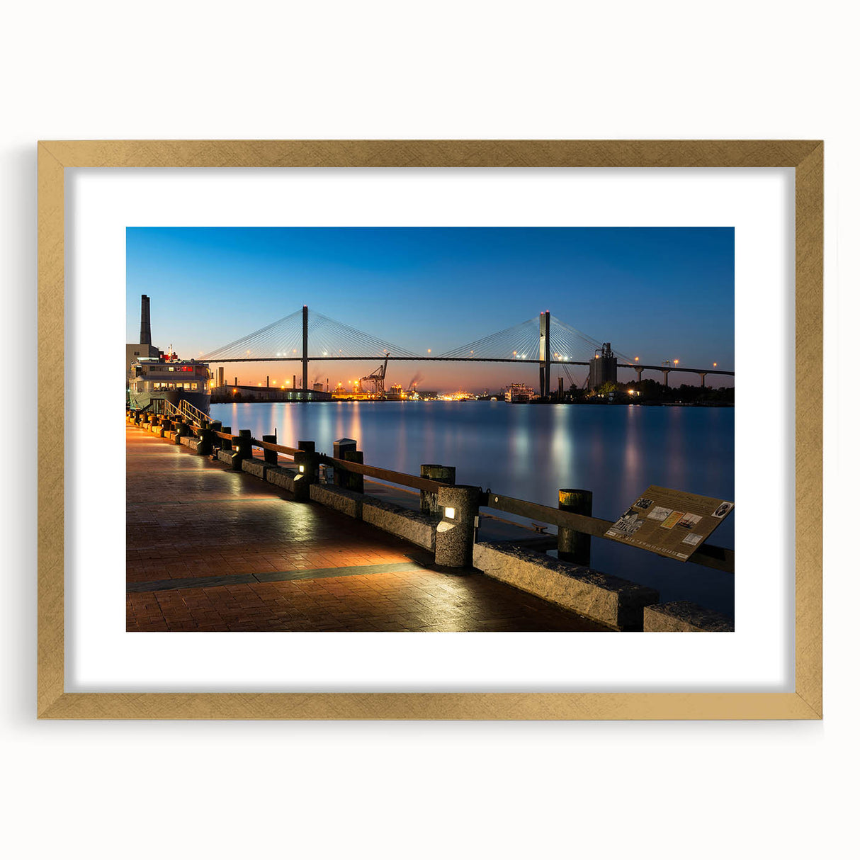 Extra large abstract art print of Savannah scenery in muted earth tones on a gold-framed canvas, ideal for living room decor.