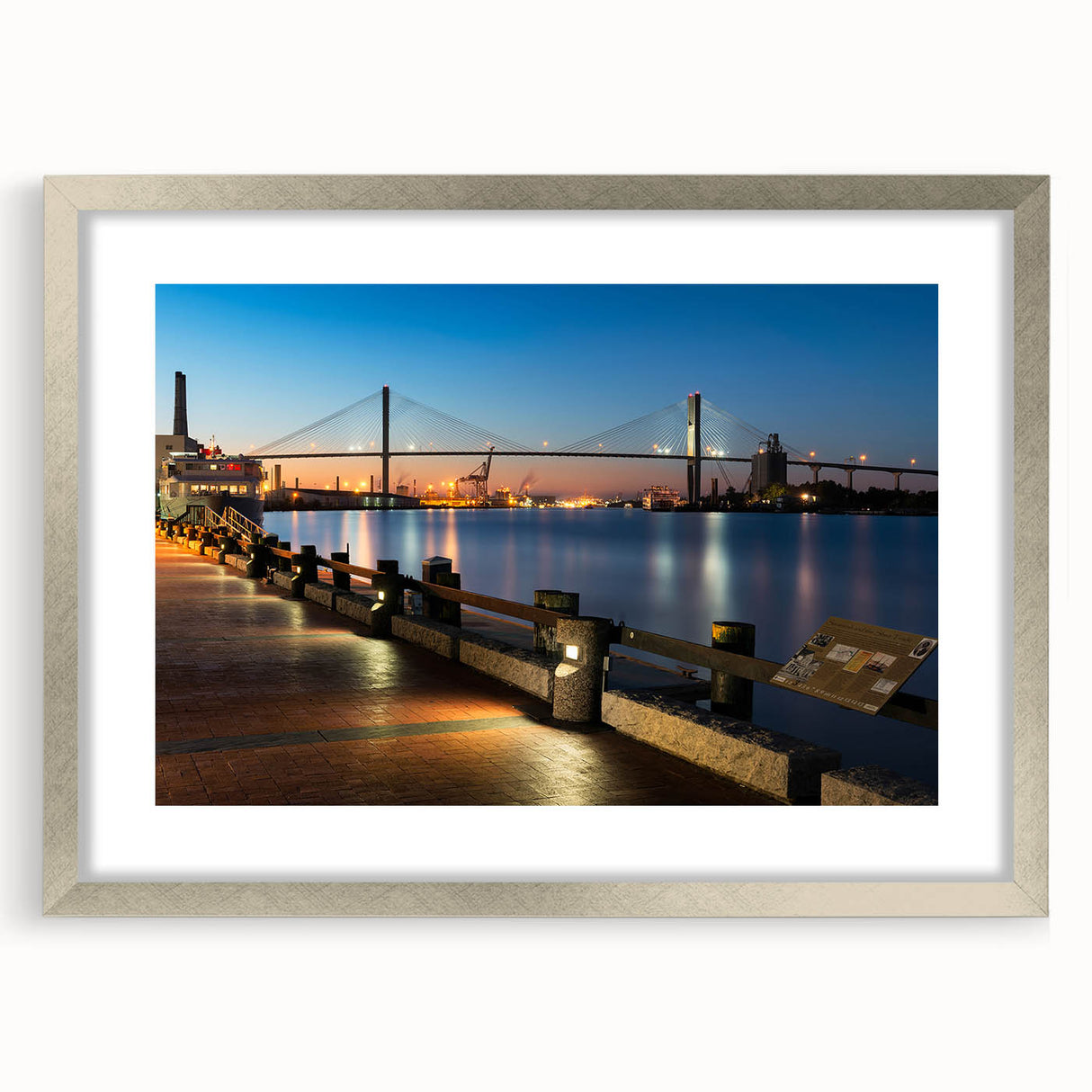 Textured art print of Savannah landscape in muted earth tones on a framed silver mat, ideal for bedroom wall decor.