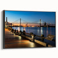 Black and white framed canvas of Savannah landscape in a vintage poster style, suitable for bedroom decor.