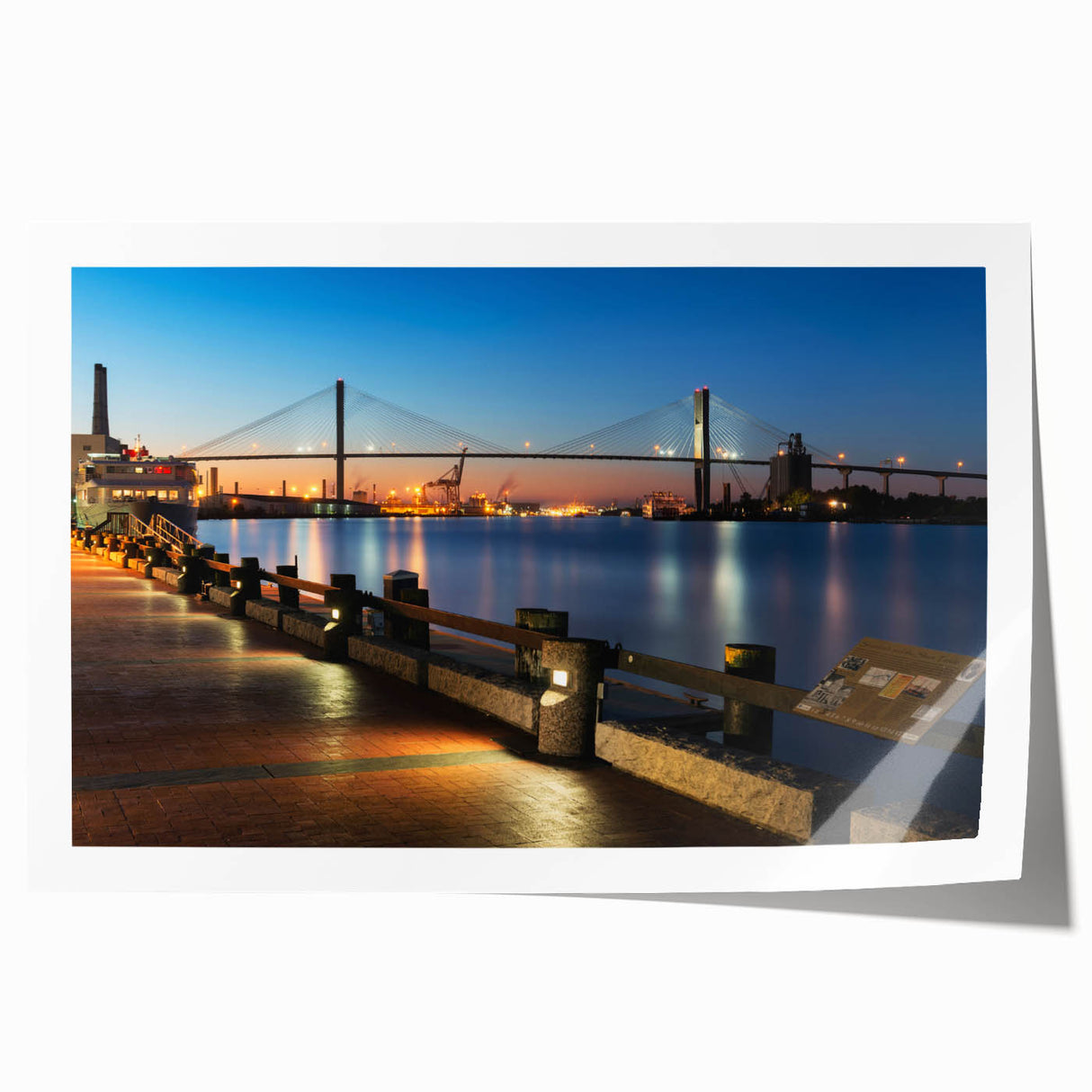 Extra large rolled print of Savannah, Georgia, featuring vibrant green floral elements, ideal for dining room wall art.