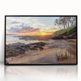 Large abstract wall art of Maui landscape in muted earth tones on framed acrylic, suitable for modern living room decor.