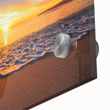 Large abstract wall art of Oahu's scenery in vibrant blues and greens, printed on acrylic glass.