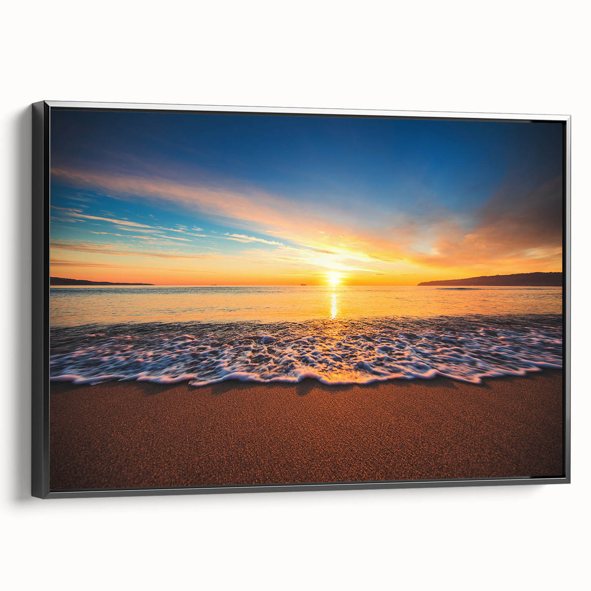 Black and white framed canvas depicting a vintage-style landscape of Oahu, Hawaii, ideal for bedroom wall decor.